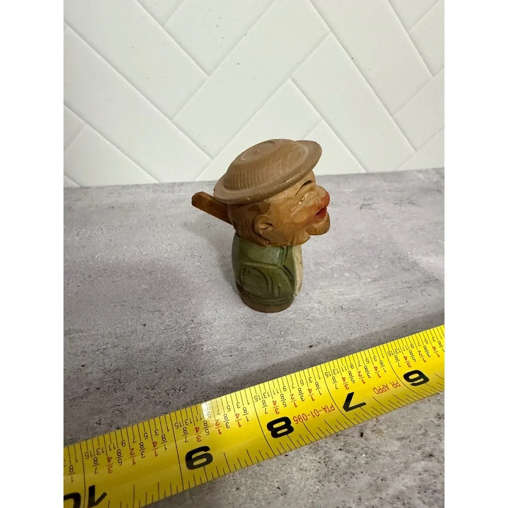 Vintage Hand Carved Wood Mechanical Bottle Stopper Moving Mouth Man Italy Style